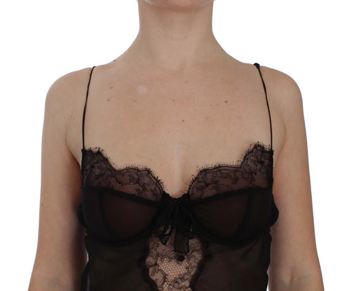 Dolce & Gabbana Black Silk Lace Babydoll Lingerie Top - ClickThatClicks 