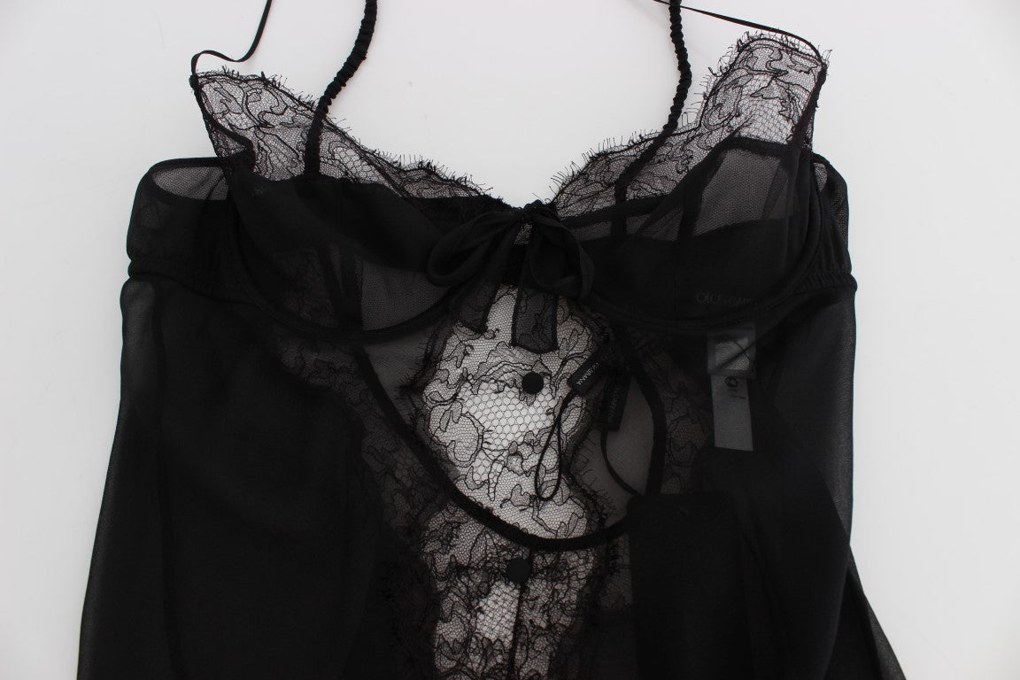 Dolce & Gabbana Black Silk Lace Babydoll Lingerie Top - ClickThatClicks 