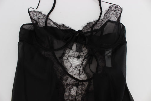 Dolce & Gabbana Black Silk Lace Babydoll Lingerie Top - ClickThatClicks 