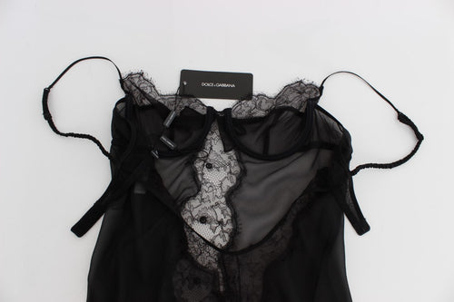 Dolce & Gabbana Black Silk Lace Babydoll Lingerie Top - ClickThatClicks 