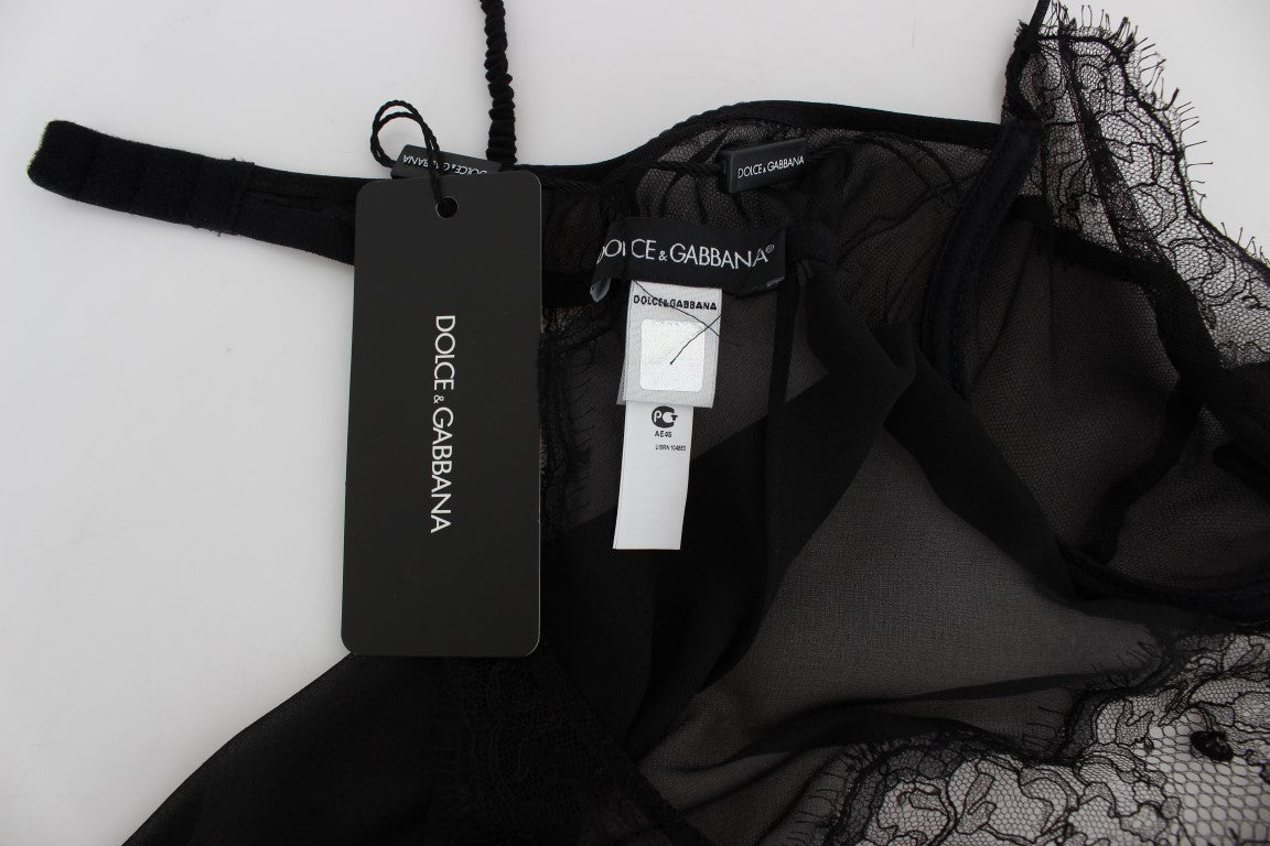 Dolce & Gabbana Black Silk Lace Babydoll Lingerie Top - ClickThatClicks 