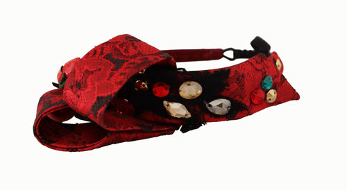 Dolce & Gabbana Cherry Silk Crystal Bow Logo Diadem Tiara Headband - ClickThatClicks 