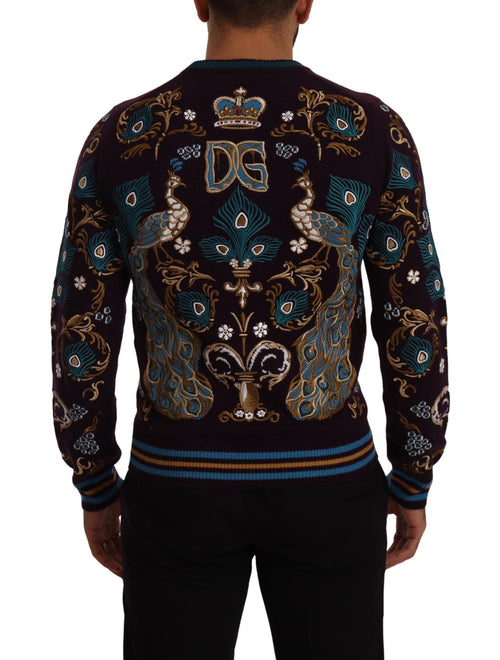 Dolce & Gabbana Bordeaux Cashmere DG Crown Embroidered Sweater - ClickThatClicks 