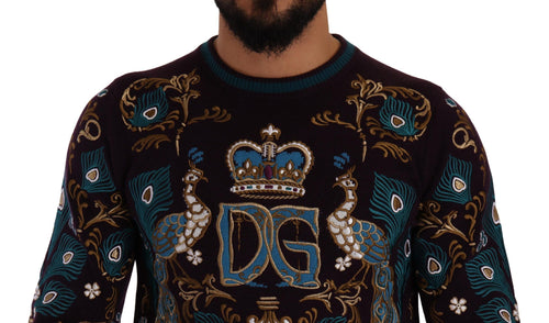 Dolce & Gabbana Bordeaux Cashmere DG Crown Embroidered Sweater - ClickThatClicks 