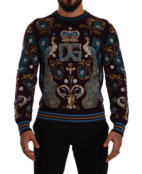 Dolce & Gabbana Bordeaux Cashmere DG Crown Embroidered Sweater - ClickThatClicks 