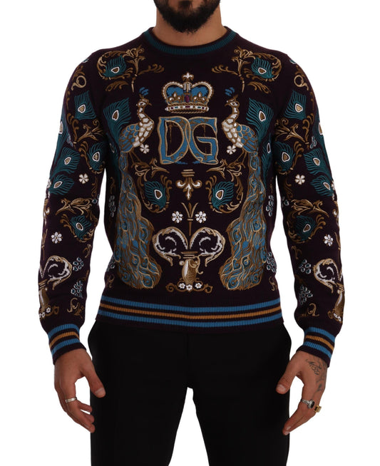 Dolce & Gabbana Bordeaux Cashmere DG Crown Embroidered Sweater - ClickThatClicks 