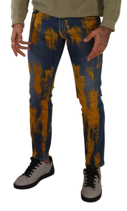 Dolce & Gabbana Blue Yellow Dye Cotton Skinny Men Denim Jeans - ClickThatClicks 