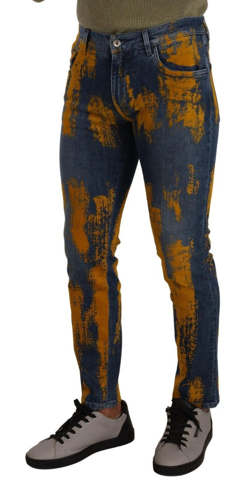 Dolce & Gabbana Blue Yellow Dye Cotton Skinny Men Denim Jeans - ClickThatClicks 