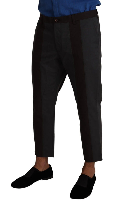 Dolce & Gabbana Gray Bordeaux Striped Cropped Trouser Pants - ClickThatClicks 