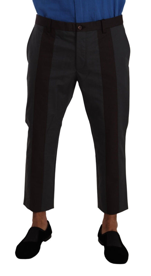 Dolce & Gabbana Gray Bordeaux Striped Cropped Trouser Pants - ClickThatClicks 
