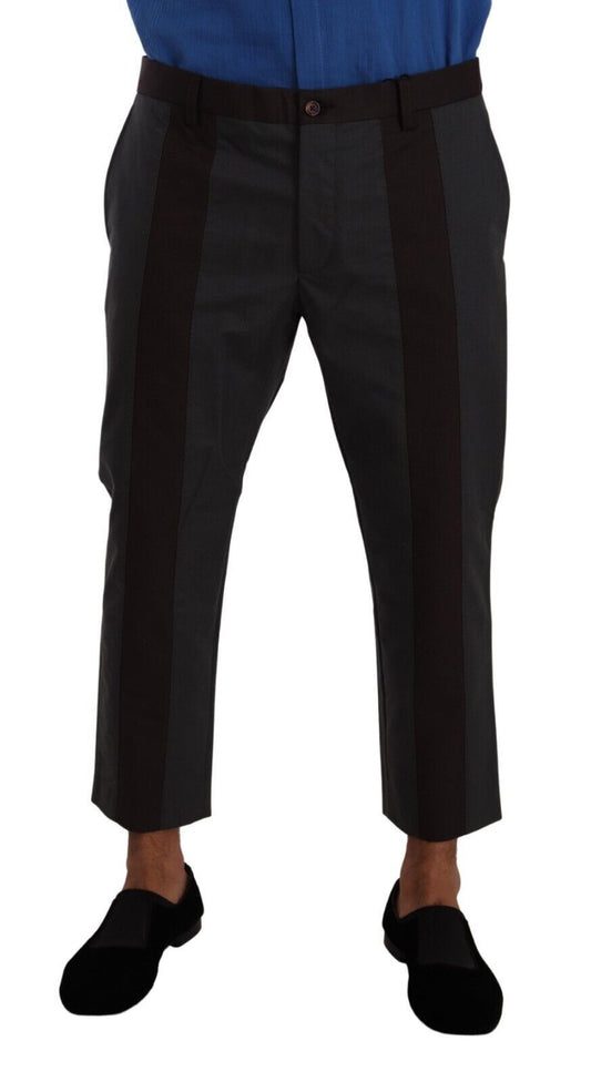 Dolce & Gabbana Gray Bordeaux Striped Cropped Trouser Pants - ClickThatClicks 