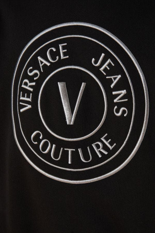 Versace Jeans Black Cotton Logo Details Hooded Sweatshirt - ClickThatClicks 