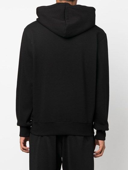 Versace Jeans Black Cotton Logo Details Hooded Sweatshirt - ClickThatClicks 