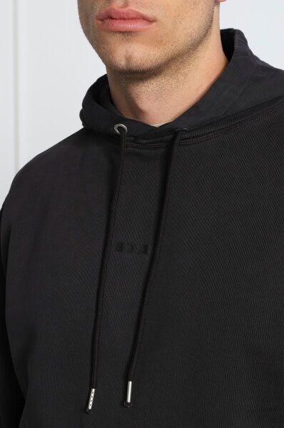 Hugo Boss Dark Blue Cotton Logo Details Hooded Sweatshirt - ClickThatClicks 