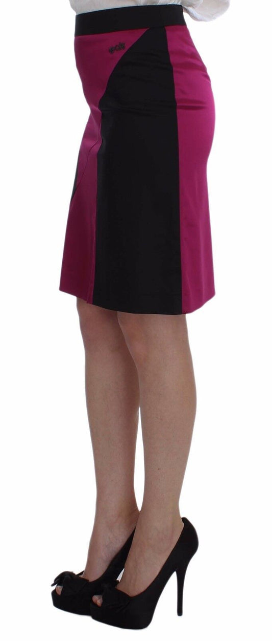 Exte Pink Black Above Knees Cotton Stretch Skirt - ClickThatClicks 