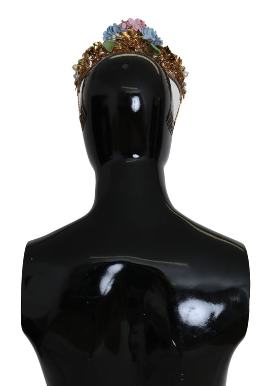 Dolce & Gabbana Gold Crystal Purple Hortensia Headband Crown Diadem - ClickThatClicks 