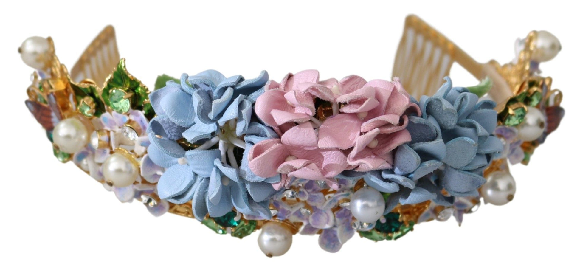 Dolce & Gabbana Gold Crystal Purple Hortensia Headband Crown Diadem - ClickThatClicks 