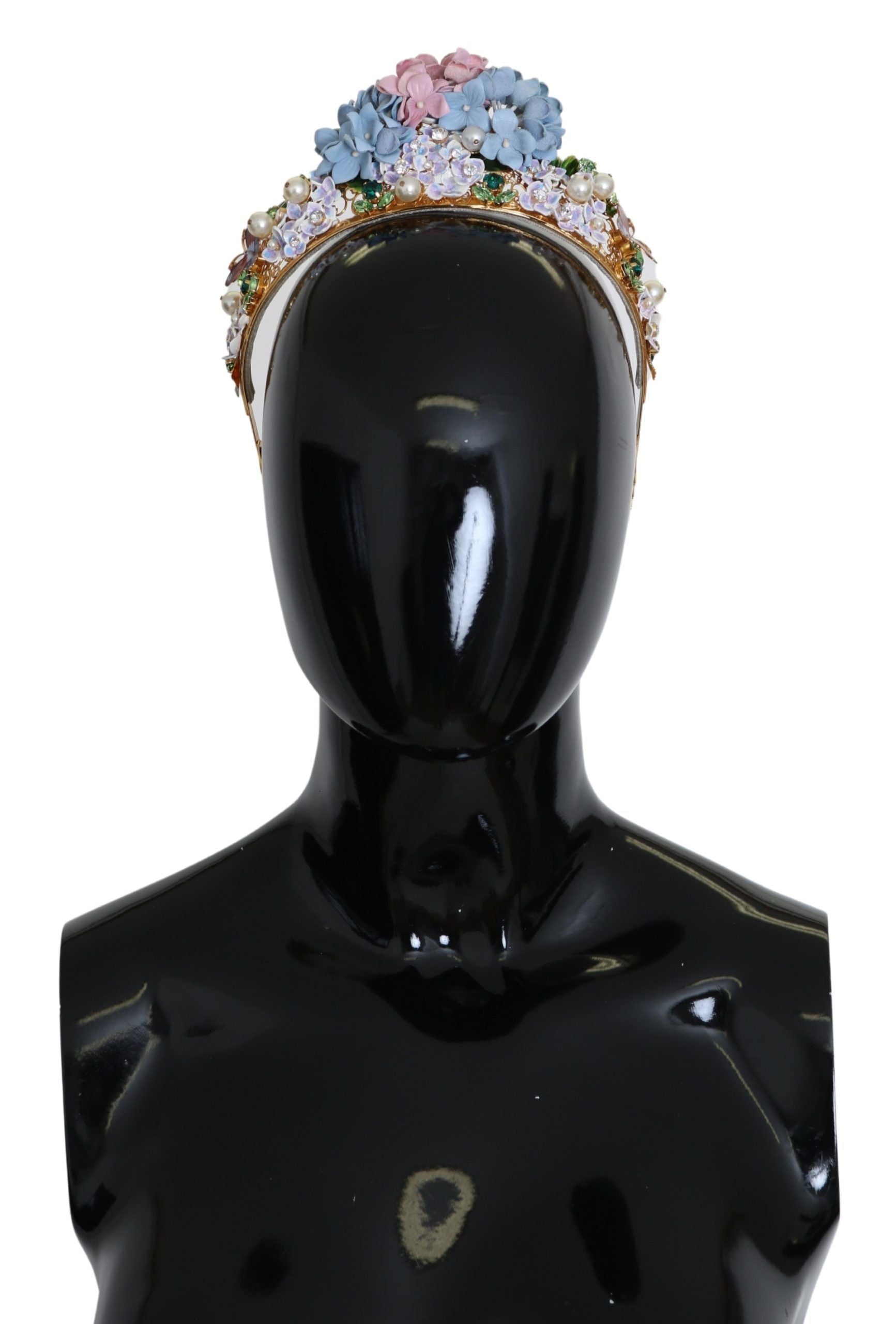 Dolce & Gabbana Gold Crystal Purple Hortensia Headband Crown Diadem - ClickThatClicks 