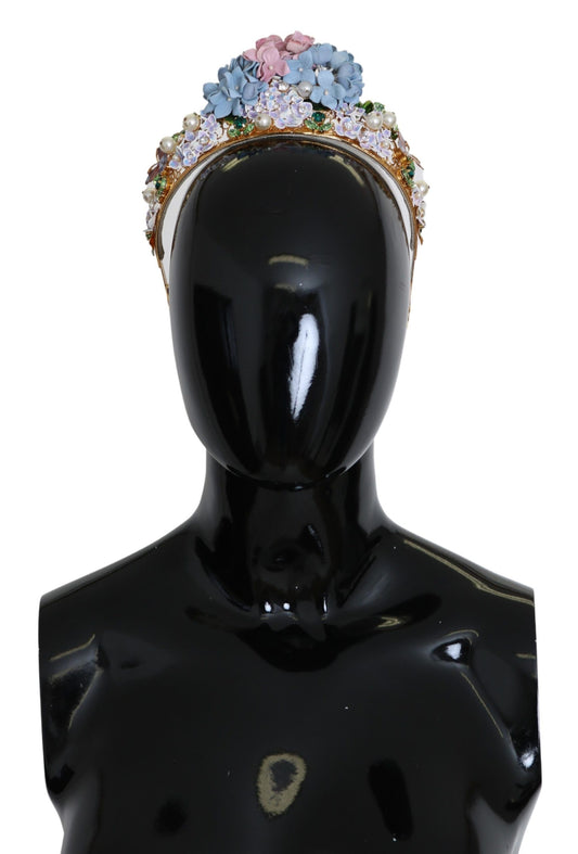 Dolce & Gabbana Gold Crystal Purple Hortensia Headband Crown Diadem - ClickThatClicks 