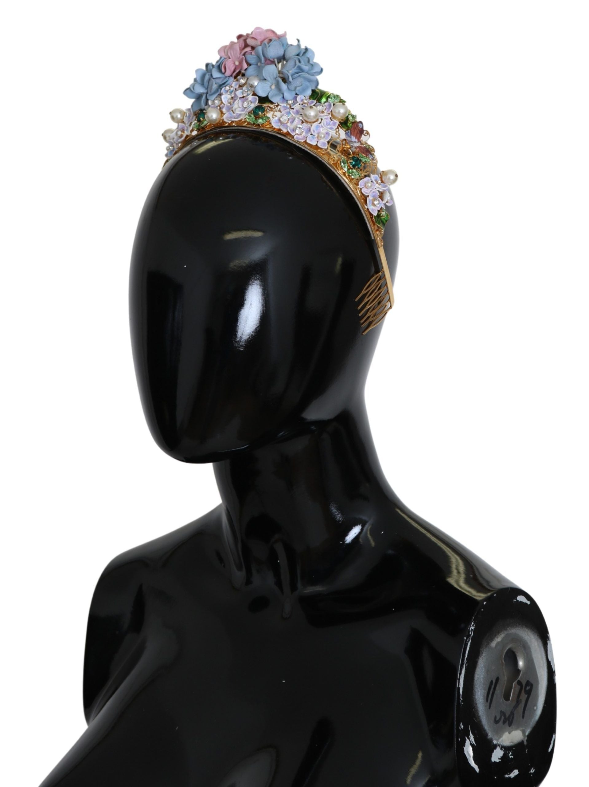 Dolce & Gabbana Gold Crystal Purple Hortensia Headband Crown Diadem - ClickThatClicks 