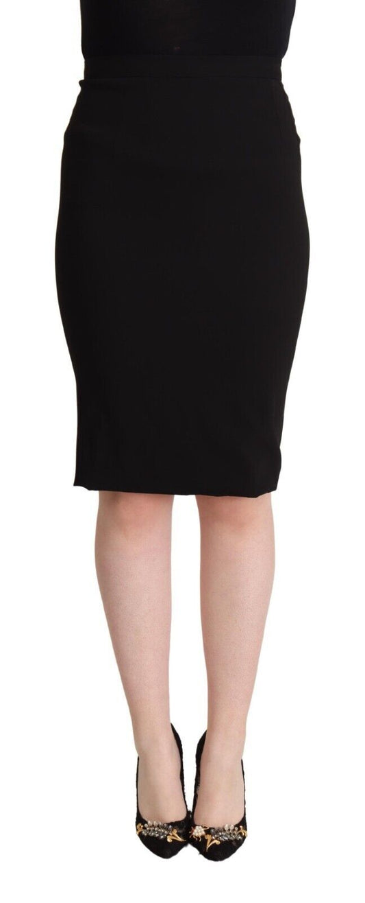 Dolce & Gabbana Black High Waist Knee Length Pencil Cut Skirt - ClickThatClicks 