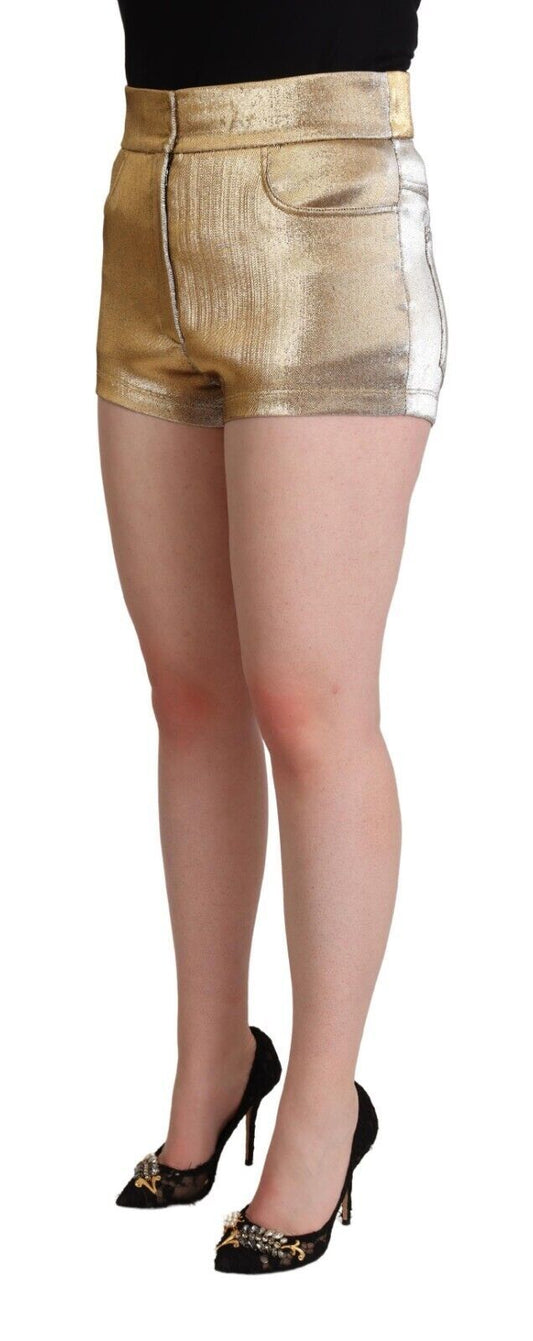 Dolce & Gabbana Metallic Gold Cotton Mid Waist Hot Pants Shorts - ClickThatClicks 