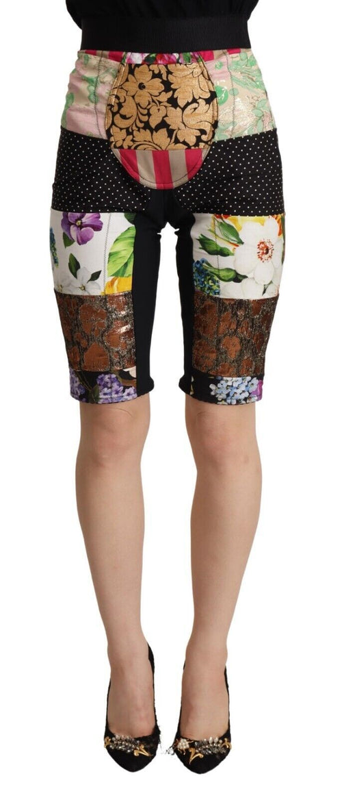 Dolce & Gabbana Multicolor Patchwork High Waist Cropped Pants - ClickThatClicks 