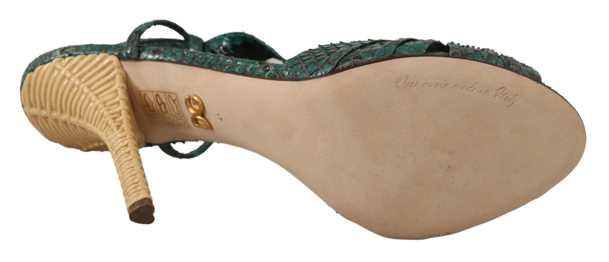 Dolce & Gabbana Green Python Strap Sandals Heels Shoes - ClickThatClicks 