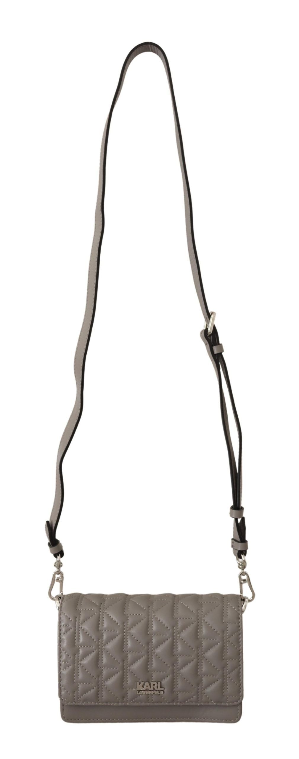 Karl Lagerfeld Light Grey Leather Crossbody Bag - ClickThatClicks 