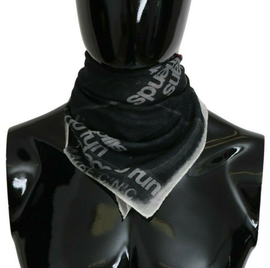 Costume National Dark Gray Wool Foulard Branded Scarf - ClickThatClicks 