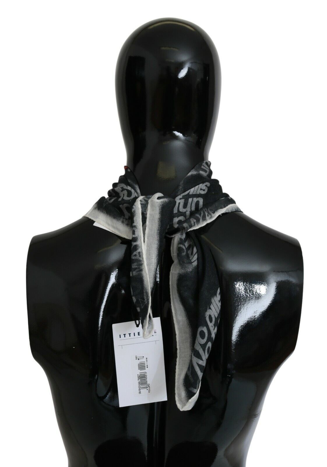 Costume National Dark Gray Wool Foulard Branded Scarf - ClickThatClicks 