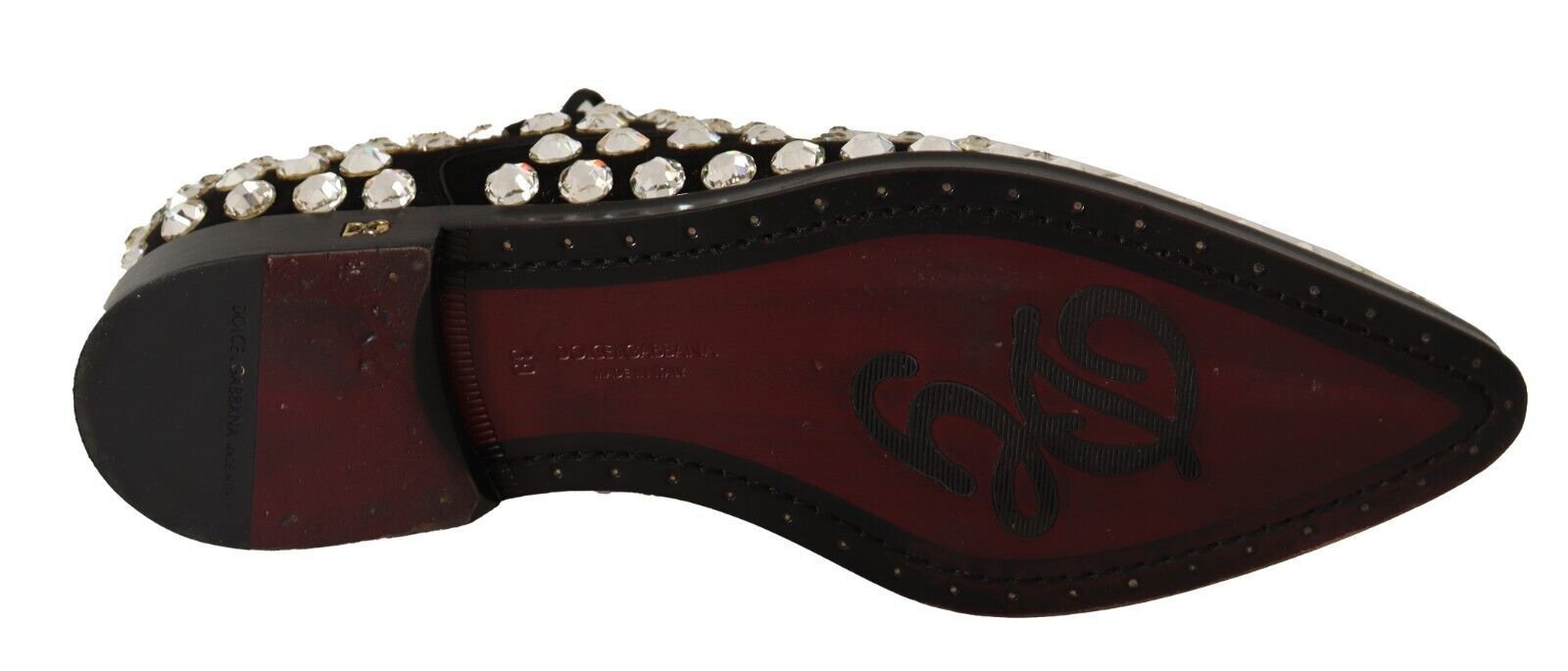 Dolce & Gabbana Black Leather Crystals Lace Up Formal Shoes - ClickThatClicks 