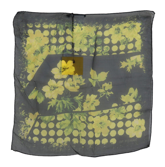 GF Ferre Black Yellow Floral Wrap Shawl Foulard Scarf - ClickThatClicks 