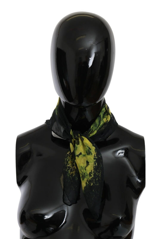 GF Ferre Black Yellow Floral Wrap Shawl Foulard Scarf - ClickThatClicks 