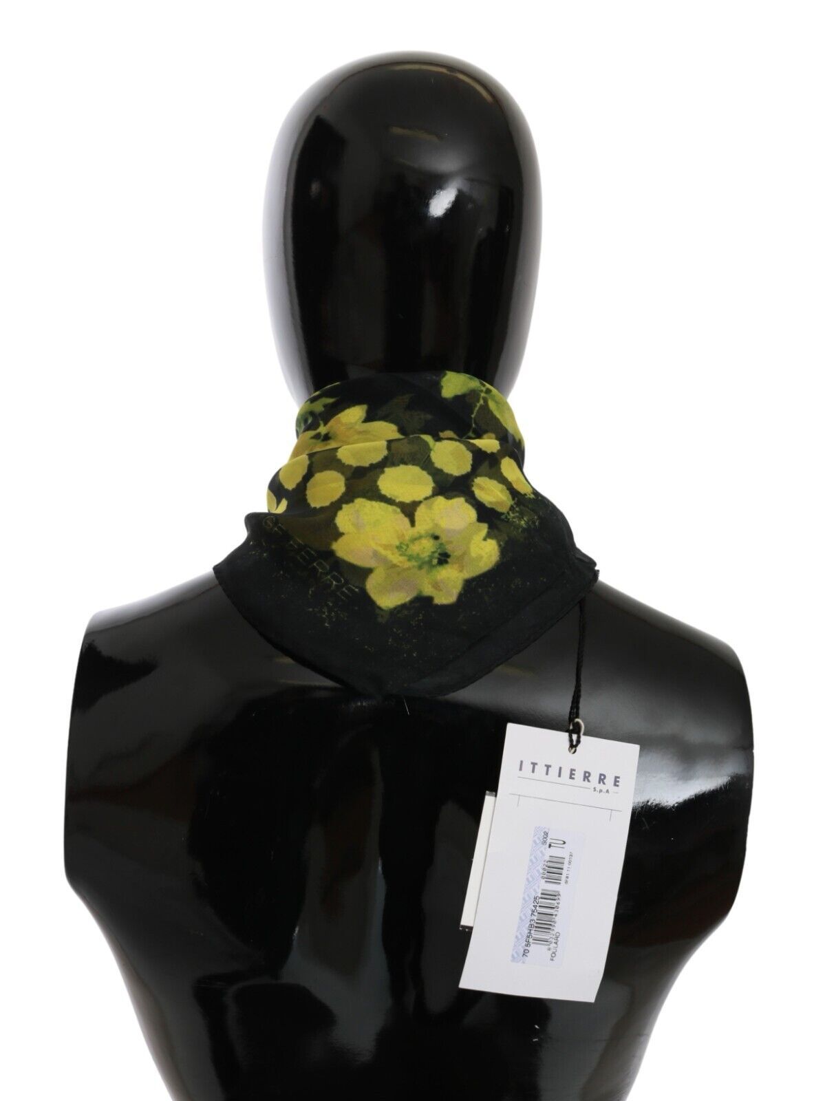 GF Ferre Black Yellow Floral Wrap Shawl Foulard Scarf - ClickThatClicks 