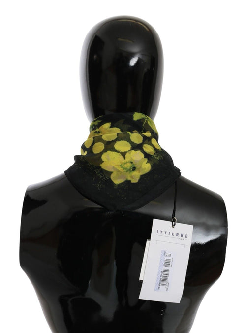 GF Ferre Black Yellow Floral Wrap Shawl Foulard Scarf - ClickThatClicks 