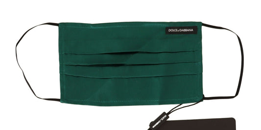 Dolce & Gabbana Green Silk Pleated Elastic Ear Strap Face Mask - ClickThatClicks 