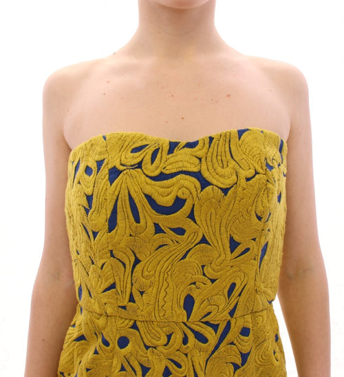 Sachin & Babi Blue Yellow Strapless Bubble Mini Shift Dress - ClickThatClicks 