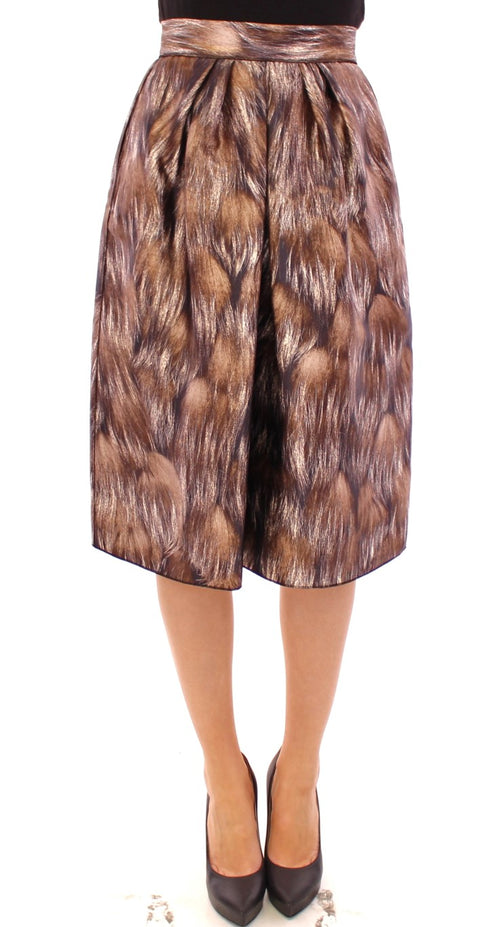 Dolce & Gabbana Brown Floral Silk Straight Full Skirt - ClickThatClicks 