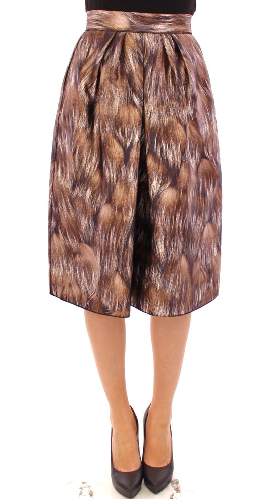 Dolce & Gabbana Brown Floral Silk Straight Full Skirt - ClickThatClicks 