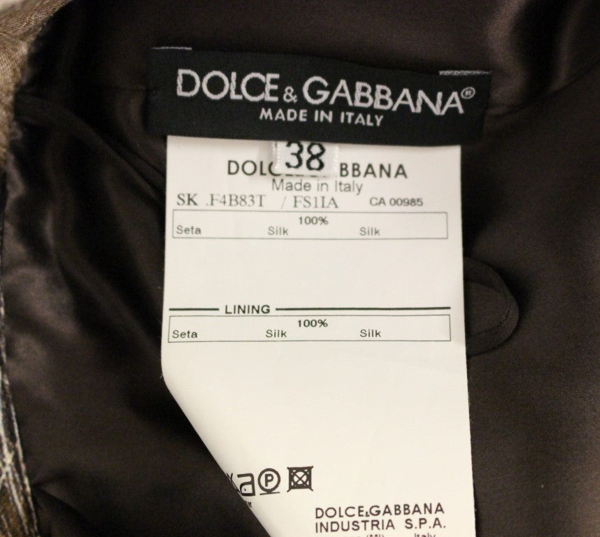 Dolce & Gabbana Brown Floral Silk Straight Full Skirt - ClickThatClicks 