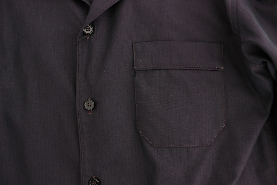 Dolce & Gabbana Purple Striped Cotton Pajama Lounge Shirt - ClickThatClicks 