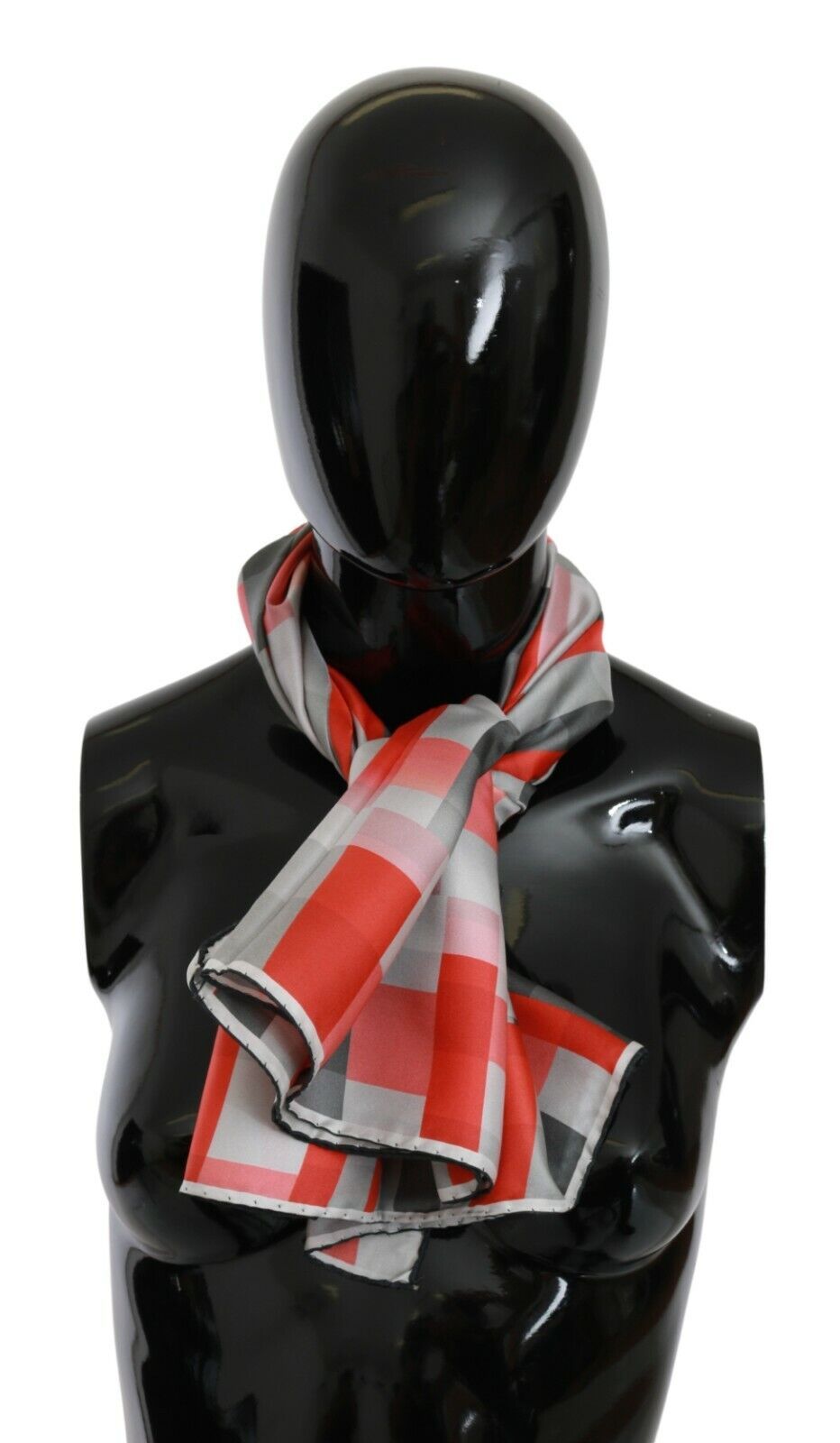 Costume National Gray Red Silk Shawl Foulard Wrap  Scarf - ClickThatClicks 