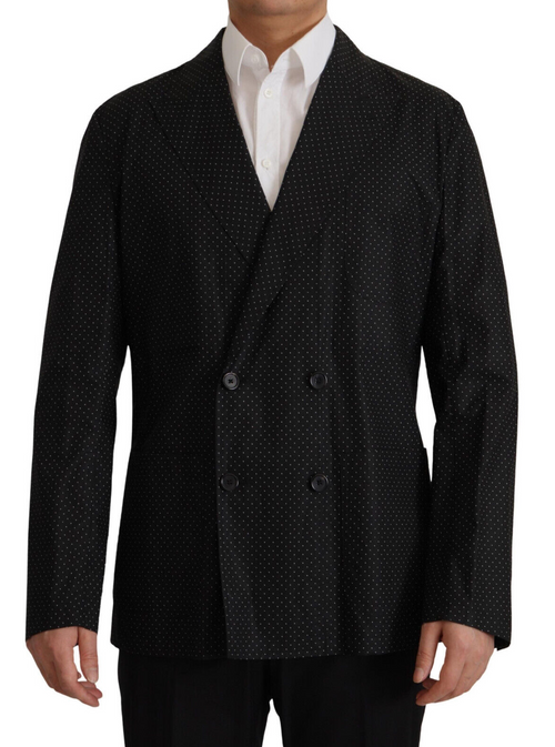 Dolce & Gabbana Black Polka Dotted Cotton Blazer Jacket - ClickThatClicks 