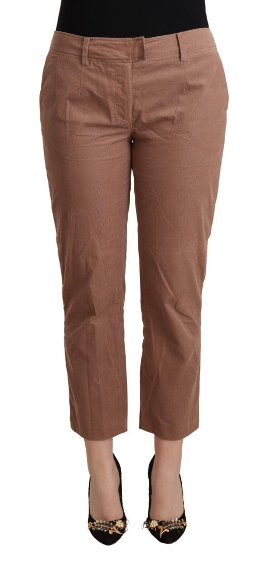 Costume National Brown Cotton Tapered Cropped Pants - ClickThatClicks 
