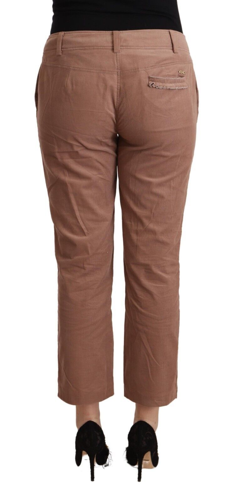 Costume National Brown Cotton Tapered Cropped Pants - ClickThatClicks 