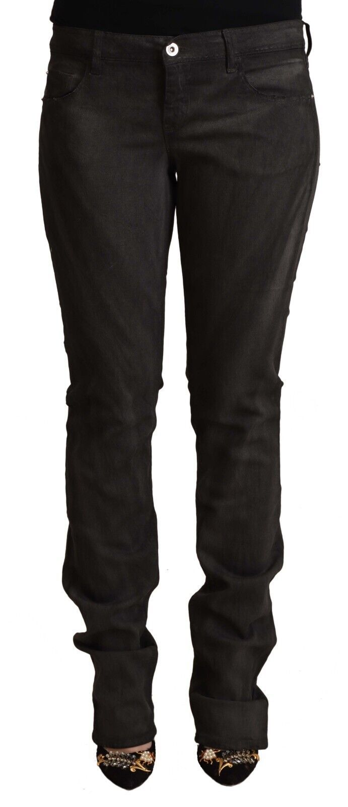 Costume National Black Cotton Mid Waist Skinny Pants - ClickThatClicks 