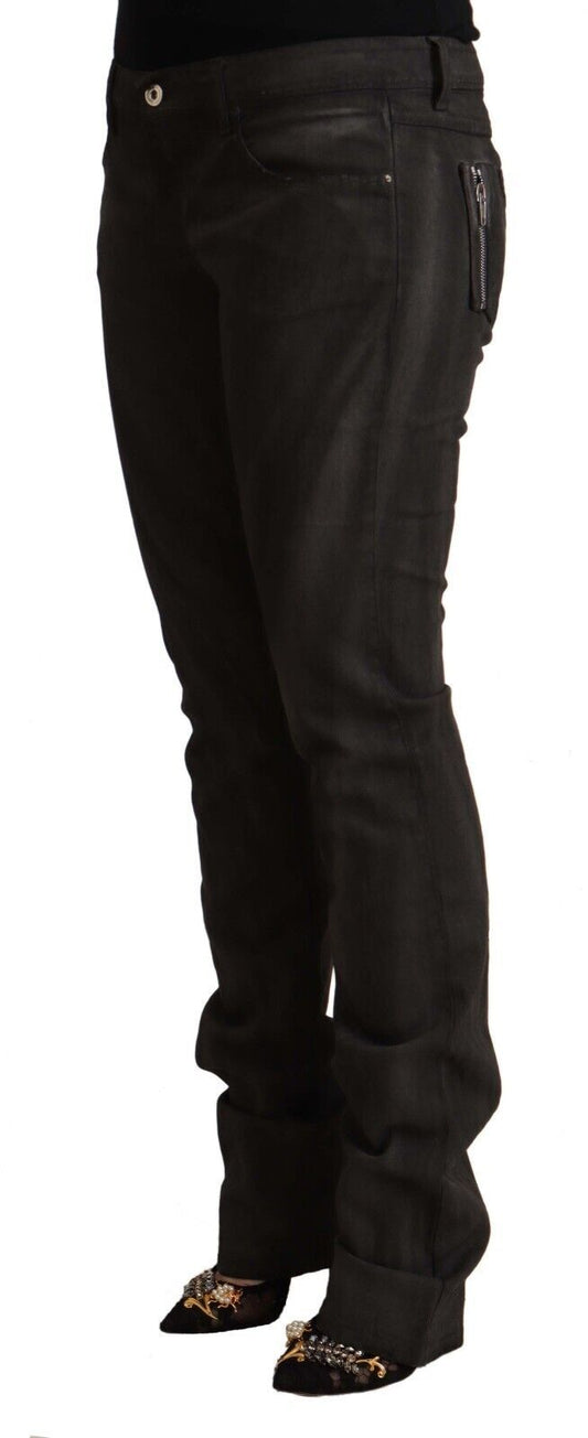 Costume National Black Cotton Mid Waist Skinny Pants - ClickThatClicks 
