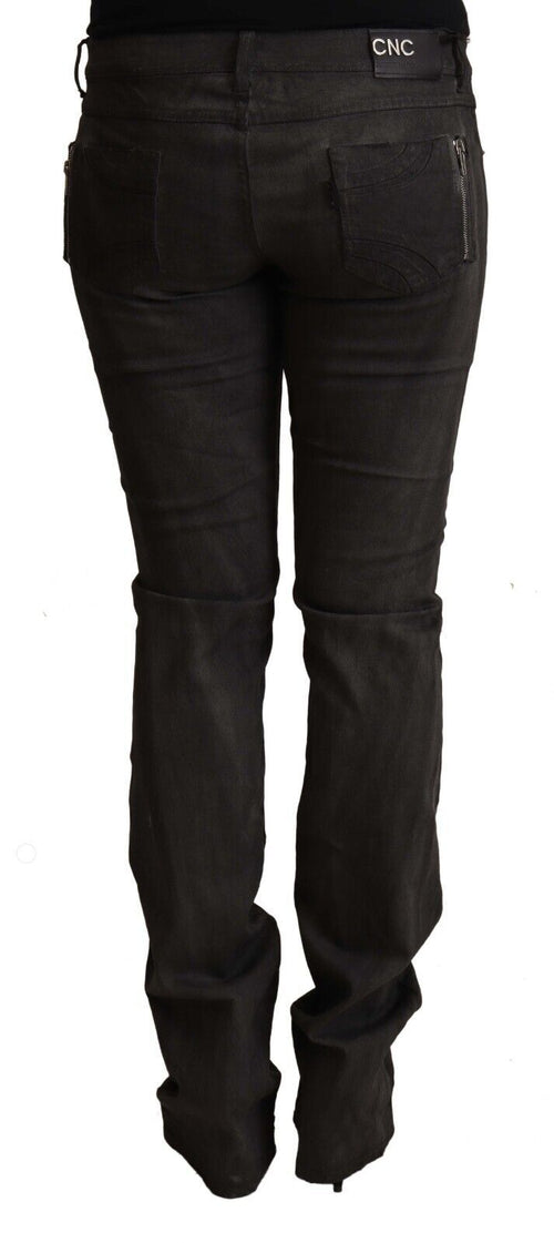 Costume National Black Cotton Mid Waist Skinny Pants - ClickThatClicks 