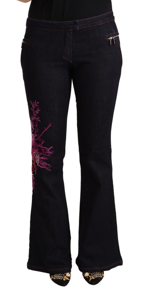 Exte Black Cotton Mid Waist Cotton Flared Jeans - ClickThatClicks 